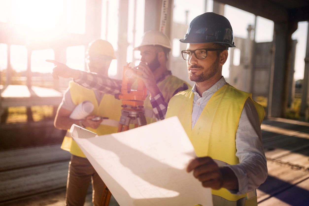 A group of construction workers standing next to each other.